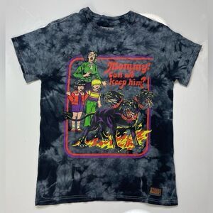 Steven Rhodes Mommy Can We Keep Him Dog Graphic T-shirt Women Small Gray Tie Dye